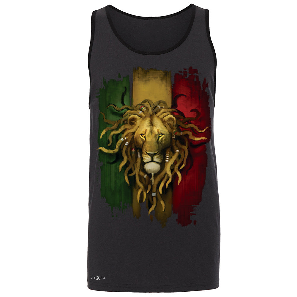 Rasta Lion Dreds Judah Ganja Men's Jersey Tank Judah Rastafarian Sleeveless - Zexpa Apparel - 3