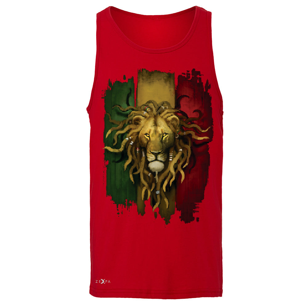 Rasta Lion Dreds Judah Ganja Men's Jersey Tank Judah Rastafarian Sleeveless - Zexpa Apparel - 4