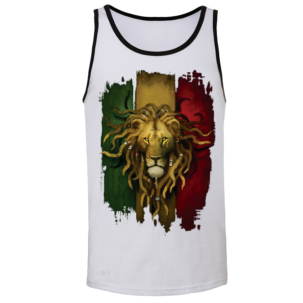 Rasta Lion Dreds Judah Ganja Men's Jersey Tank Judah Rastafarian Sleeveless - Zexpa Apparel - 5