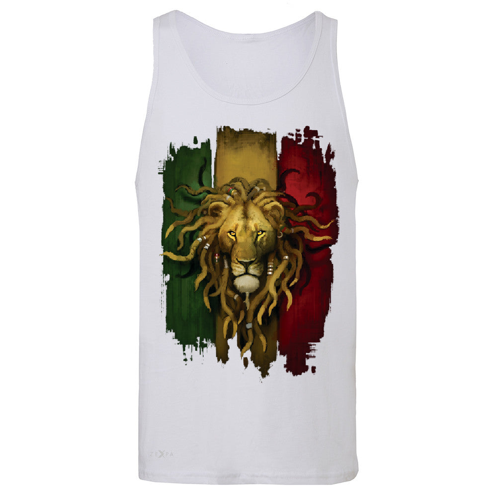 Rasta Lion Dreds Judah Ganja Men's Jersey Tank Judah Rastafarian Sleeveless - Zexpa Apparel - 6