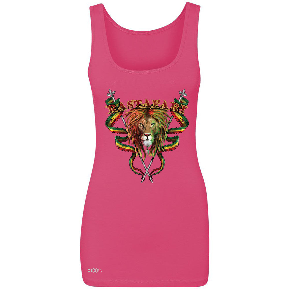 Rastafari Lion Dreds Judah Ganja Women's Tank Top Jamaica Marley Sleeveless - Zexpa Apparel - 2