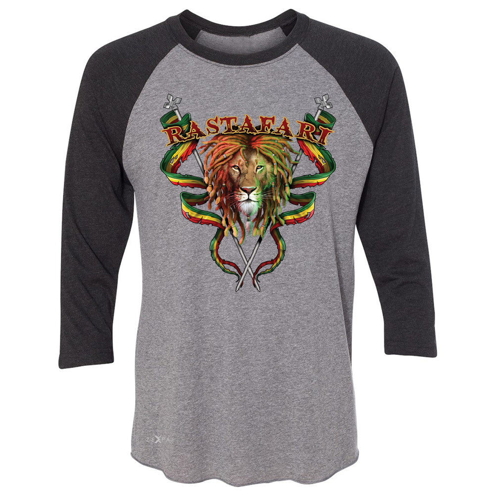 Rastafari Lion Dreds Judah Ganja 3/4 Sleevee Raglan Tee Jamaica Marley Tee - Zexpa Apparel - 1