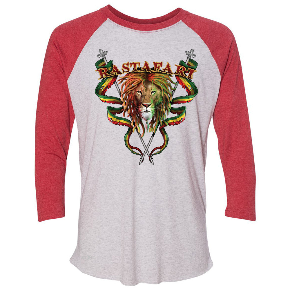 Rastafari Lion Dreds Judah Ganja 3/4 Sleevee Raglan Tee Jamaica Marley Tee - Zexpa Apparel - 2