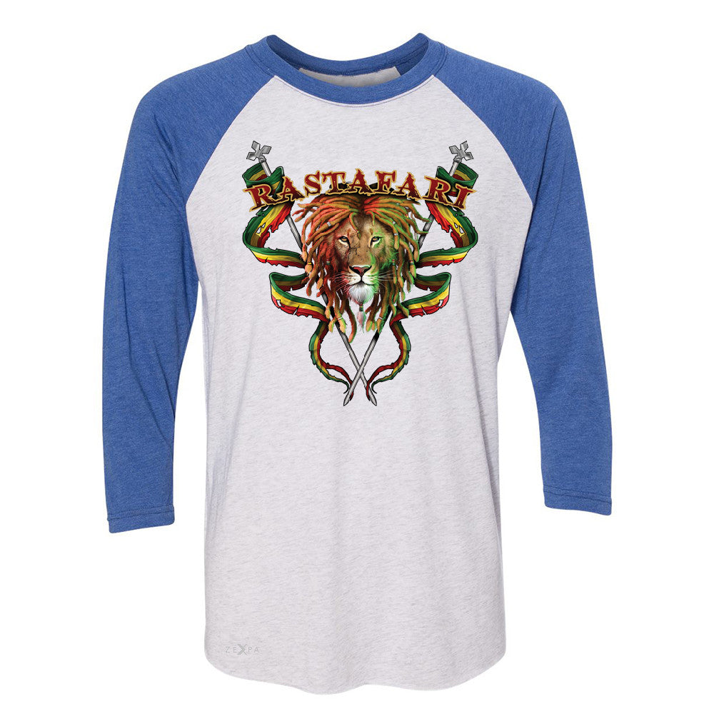 Rastafari Lion Dreds Judah Ganja 3/4 Sleevee Raglan Tee Jamaica Marley Tee - Zexpa Apparel - 3