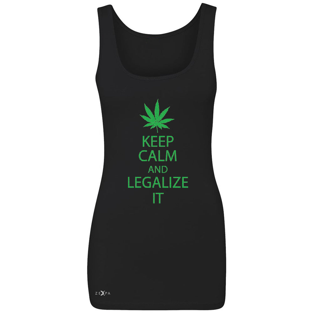 Keep Calm and Legalize It Women's Tank Top Dope Cannabis Glitter Sleeveless - Zexpa Apparel - 1