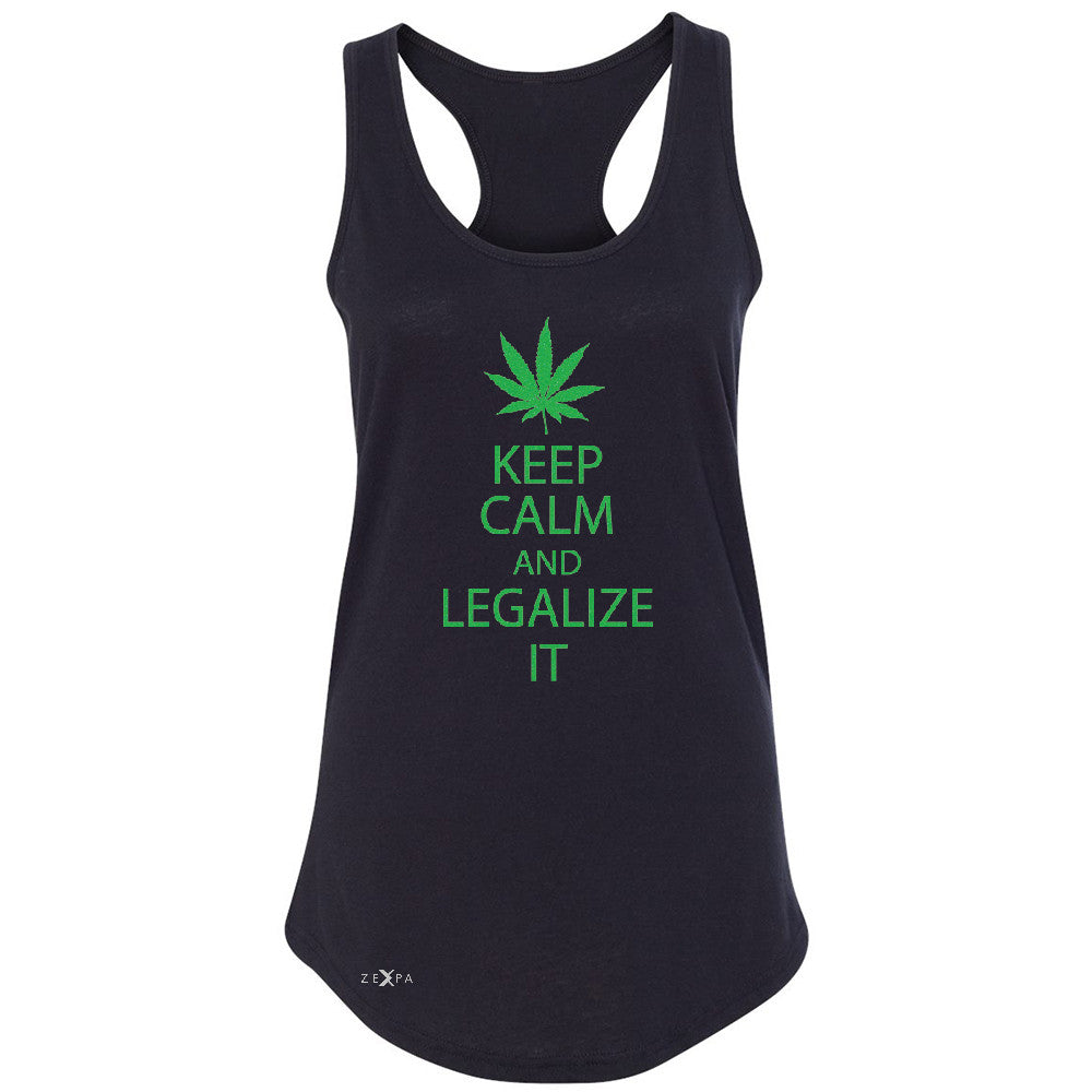 Keep Calm and Legalize It Women's Racerback Dope Cannabis Glitter Sleeveless - Zexpa Apparel - 1
