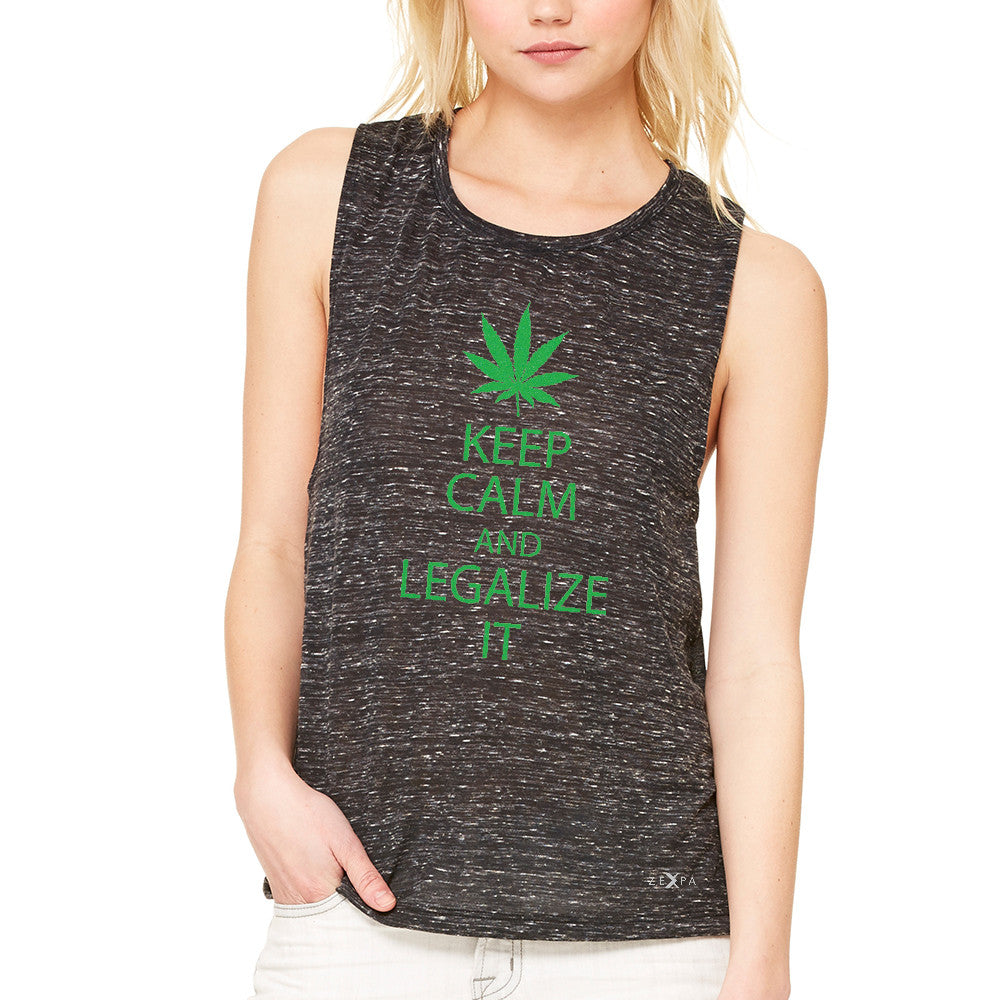Keep Calm and Legalize It Women's Muscle Tee Dope Cannabis Glitter Tanks - Zexpa Apparel - 3