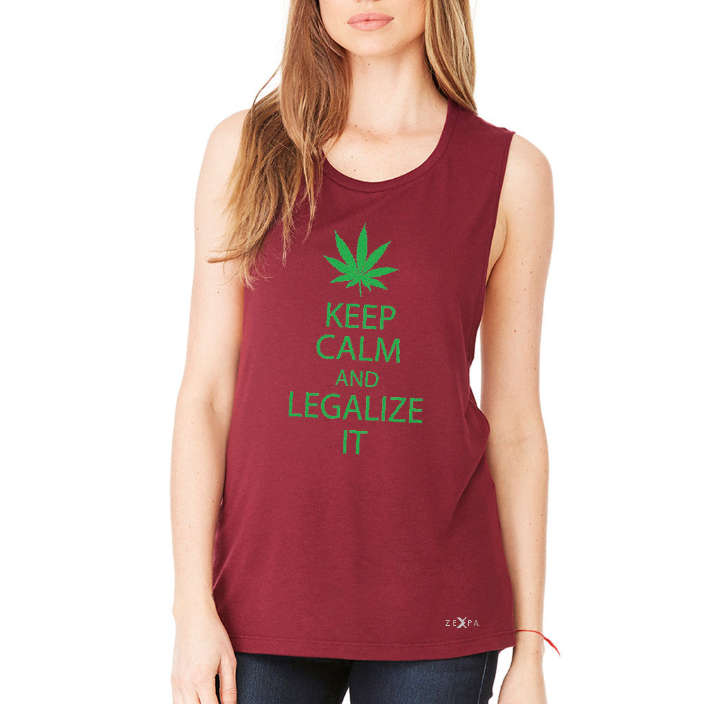Keep Calm and Legalize It Women's Muscle Tee Dope Cannabis Glitter Tanks - Zexpa Apparel - 4