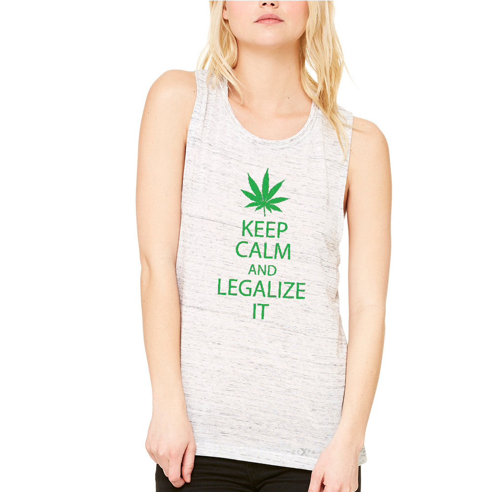 Keep Calm and Legalize It Women's Muscle Tee Dope Cannabis Glitter Tanks - Zexpa Apparel - 5