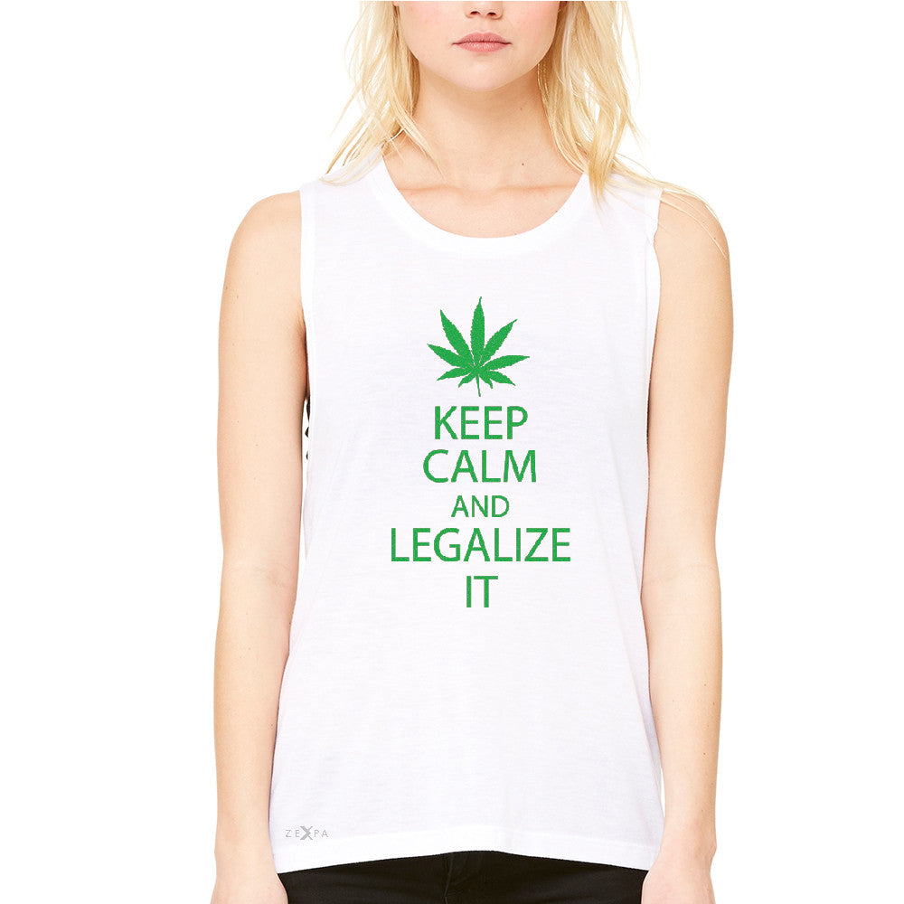 Keep Calm and Legalize It Women's Muscle Tee Dope Cannabis Glitter Tanks - Zexpa Apparel - 6