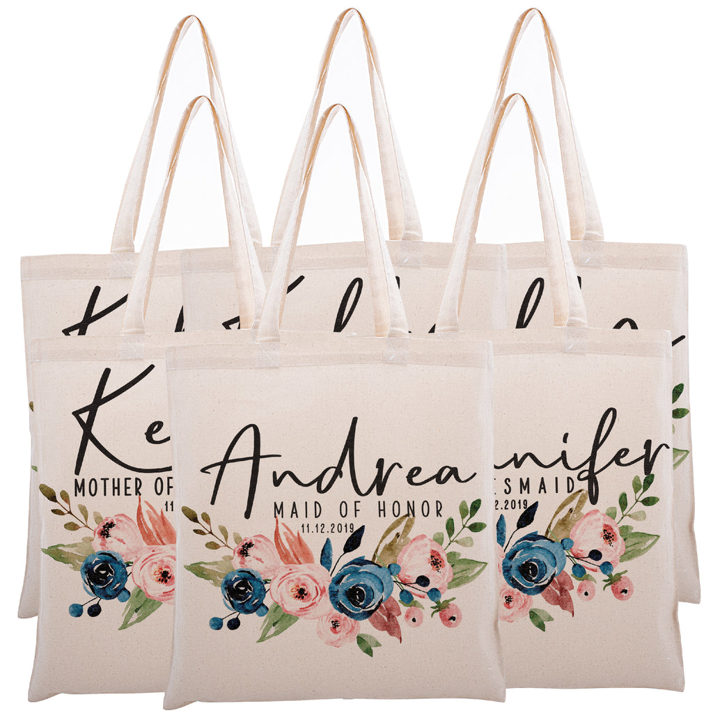 Personalized Tote Bag For Bridesmaids Wedding | Customized Bachelorette Party Bag | Baby Shower and Events Totes |Design #12
