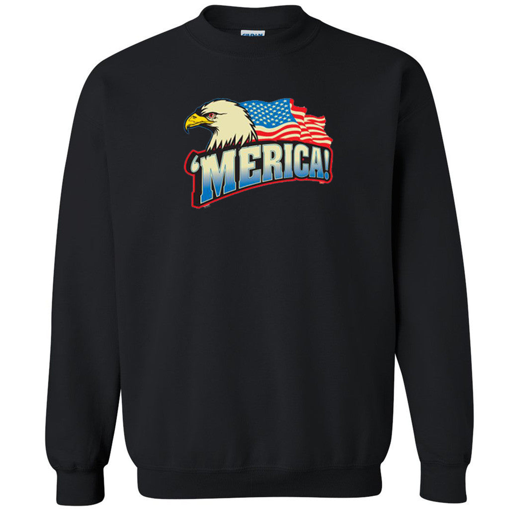 Zexpa Apparelâ„¢ Merica Bald Eagle Unisex Crewneck Waving Flag Graphic Cool Sweatshirt - Zexpa Apparel Halloween Christmas Shirts