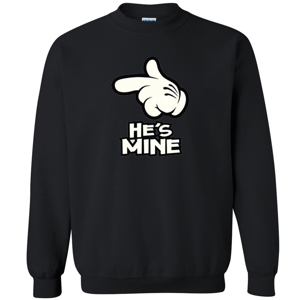 He's Mine Unisex Crewneck Cartoon Hand Couple Matching Valentine Sweatshirt - Zexpa Apparel