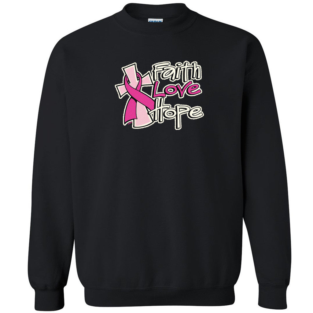 Faith Love Hope Unisex Crewneck Breast Cancer Awareness Month Sweatshirt - Zexpa Apparel