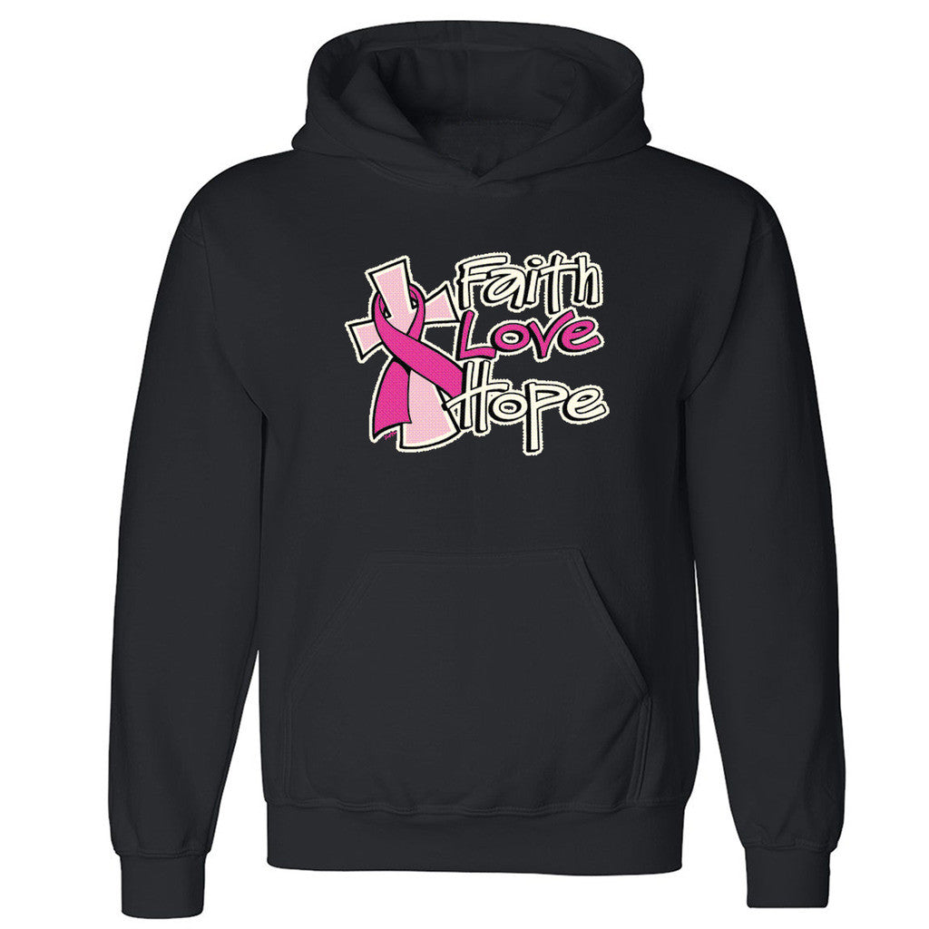 Zexpa Apparelâ„¢ Faith Love Hope Unisex Hoodie Breast Cancer Awareness Month Hooded Sweatshirt