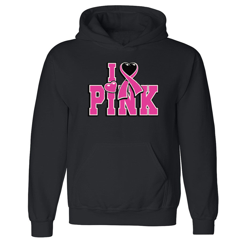 I Love Pink Ribbon Unisex Hoodie Breast Cancer Awareness Month Hooded Sweatshirt - Zexpa Apparel