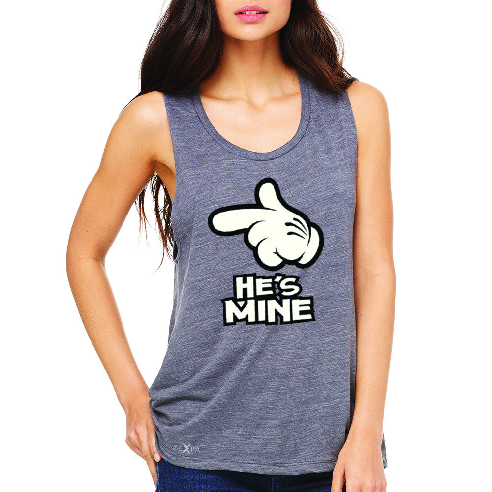 He is Mine Cartoon Hands Valentine's Day Women's Muscle Tee Couple Sleeveless - Zexpa Apparel - 2