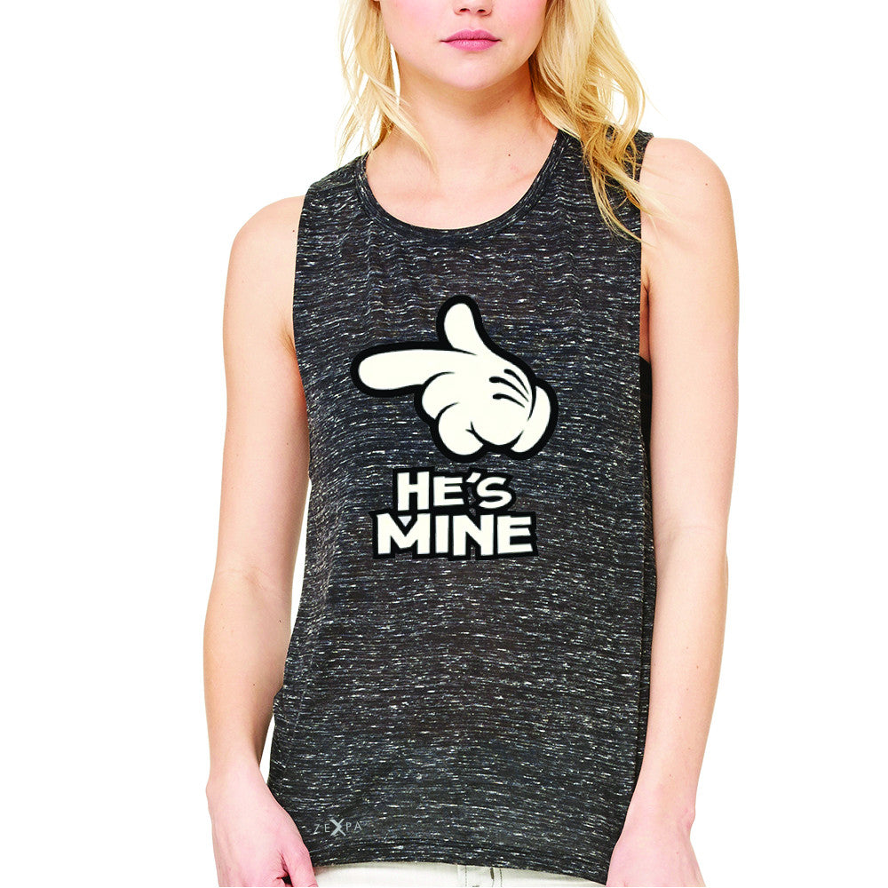 He is Mine Cartoon Hands Valentine's Day Women's Muscle Tee Couple Sleeveless - Zexpa Apparel - 3