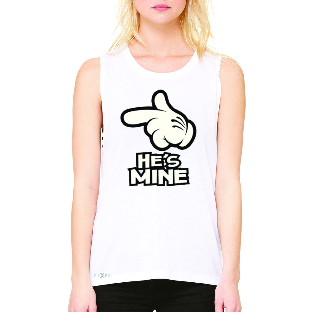 He is Mine Cartoon Hands Valentine's Day Women's Muscle Tee Couple Sleeveless - Zexpa Apparel - 6