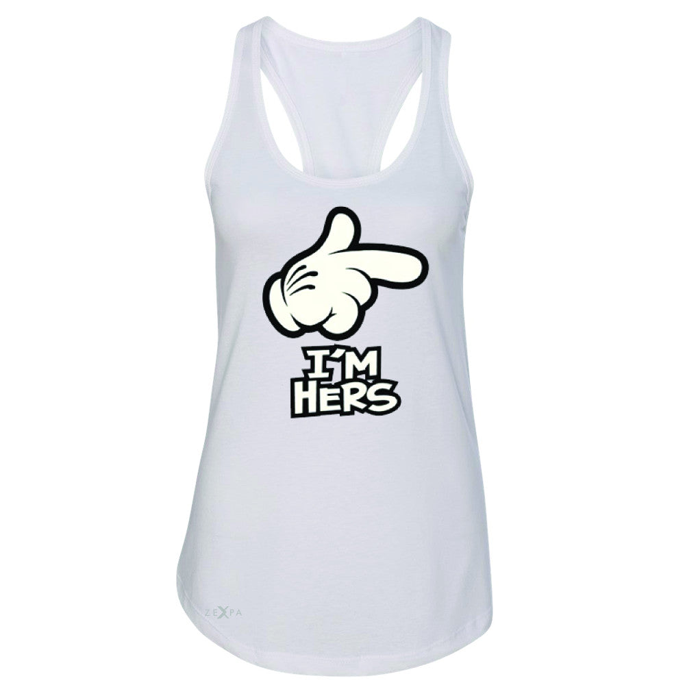 I'm Hers Cartoon Hands Valentine's Day Women's Racerback Couple Sleeveless - Zexpa Apparel - 4