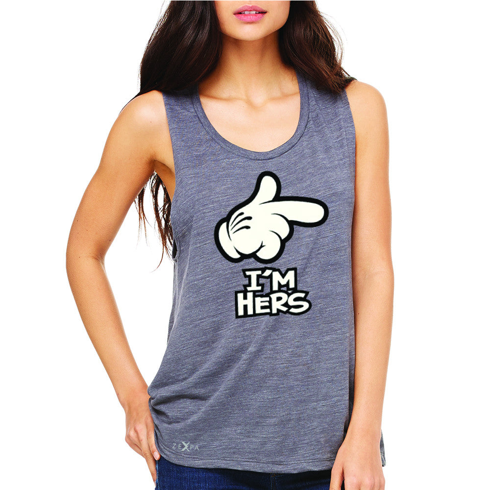 I'm Hers Cartoon Hands Valentine's Day Women's Muscle Tee Couple Sleeveless - Zexpa Apparel - 2