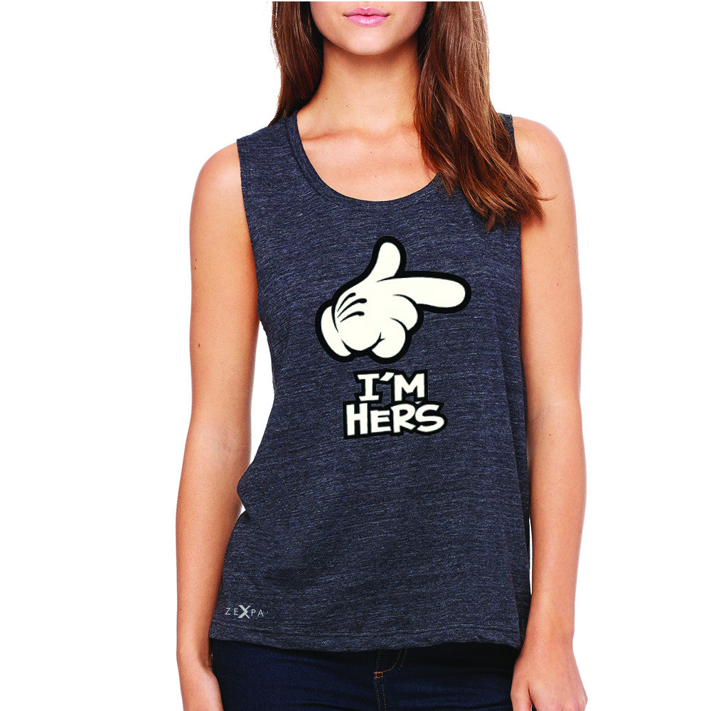I'm Hers Cartoon Hands Valentine's Day Women's Muscle Tee Couple Sleeveless - Zexpa Apparel - 1