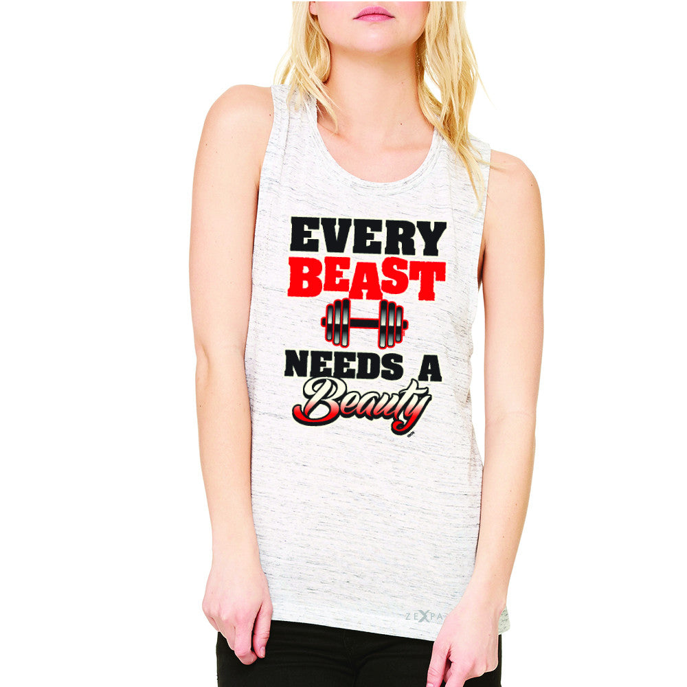 Every Beast Needs A Beauty Valentines Day Women's Muscle Tee Couple Sleeveless - Zexpa Apparel - 5