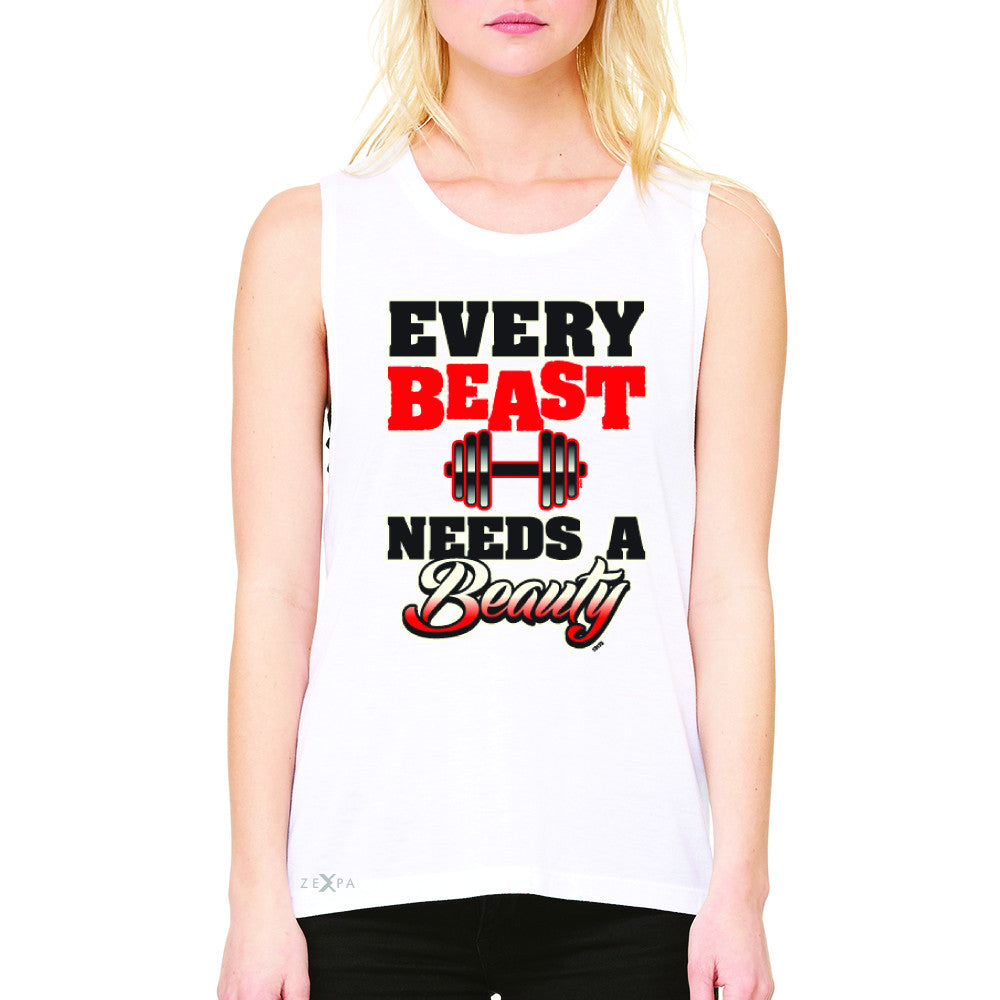 Every Beast Needs A Beauty Valentines Day Women's Muscle Tee Couple Sleeveless - Zexpa Apparel - 6