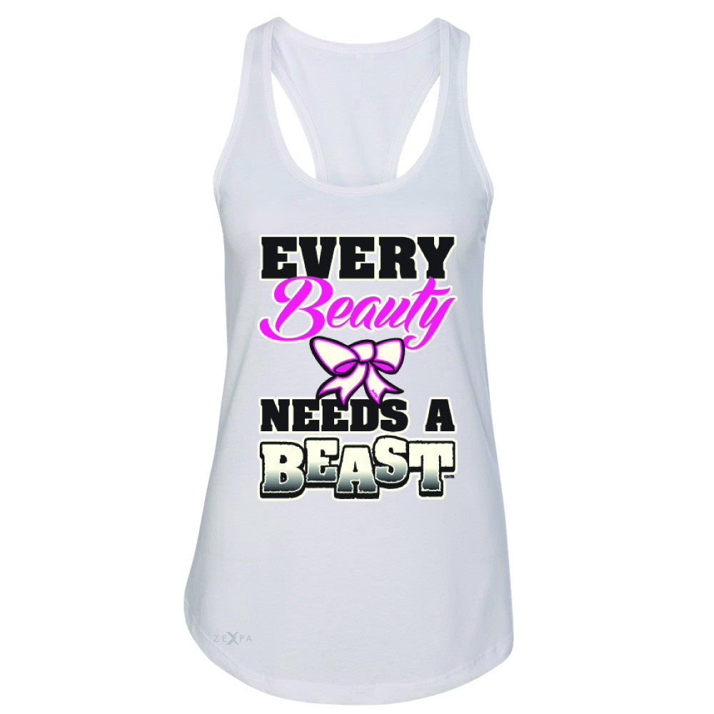 Every Beauty Needs A Beast Valentines Day Women's Racerback Couple Sleeveless - Zexpa Apparel - 4