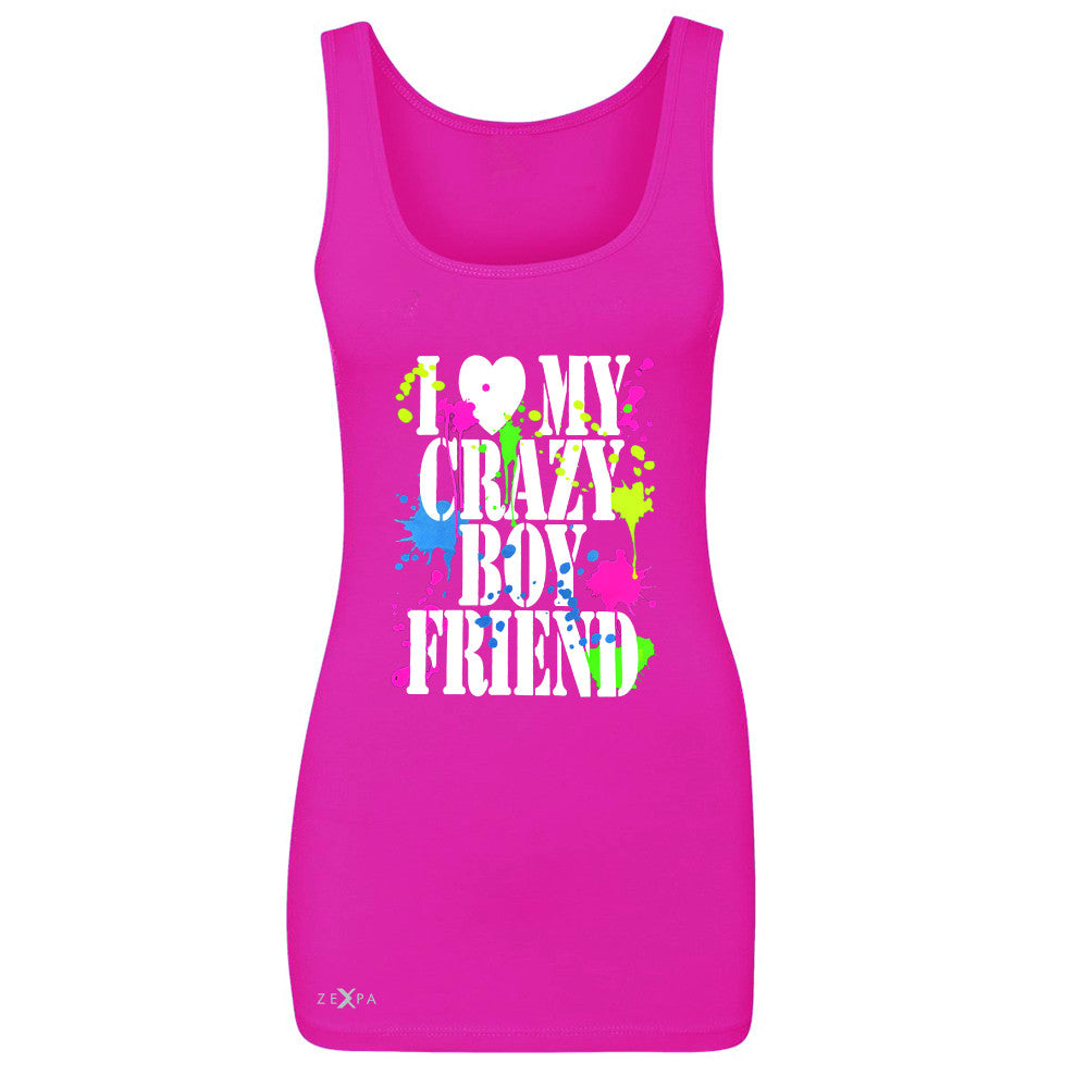 I Love My Crazy Boyfriend Valentines Day Women's Tank Top Couple Sleeveless - Zexpa Apparel - 2