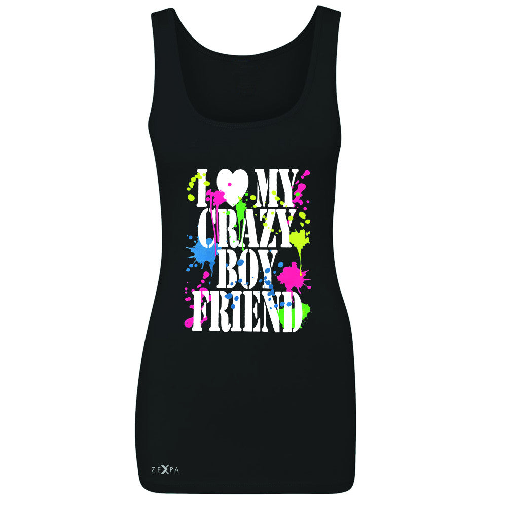 I Love My Crazy Boyfriend Valentines Day Women's Tank Top Couple Sleeveless - Zexpa Apparel - 1