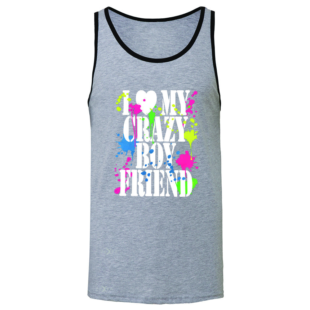 I Love My Crazy Boyfriend Valentines Day Men's Jersey Tank Couple Sleeveless - Zexpa Apparel - 2