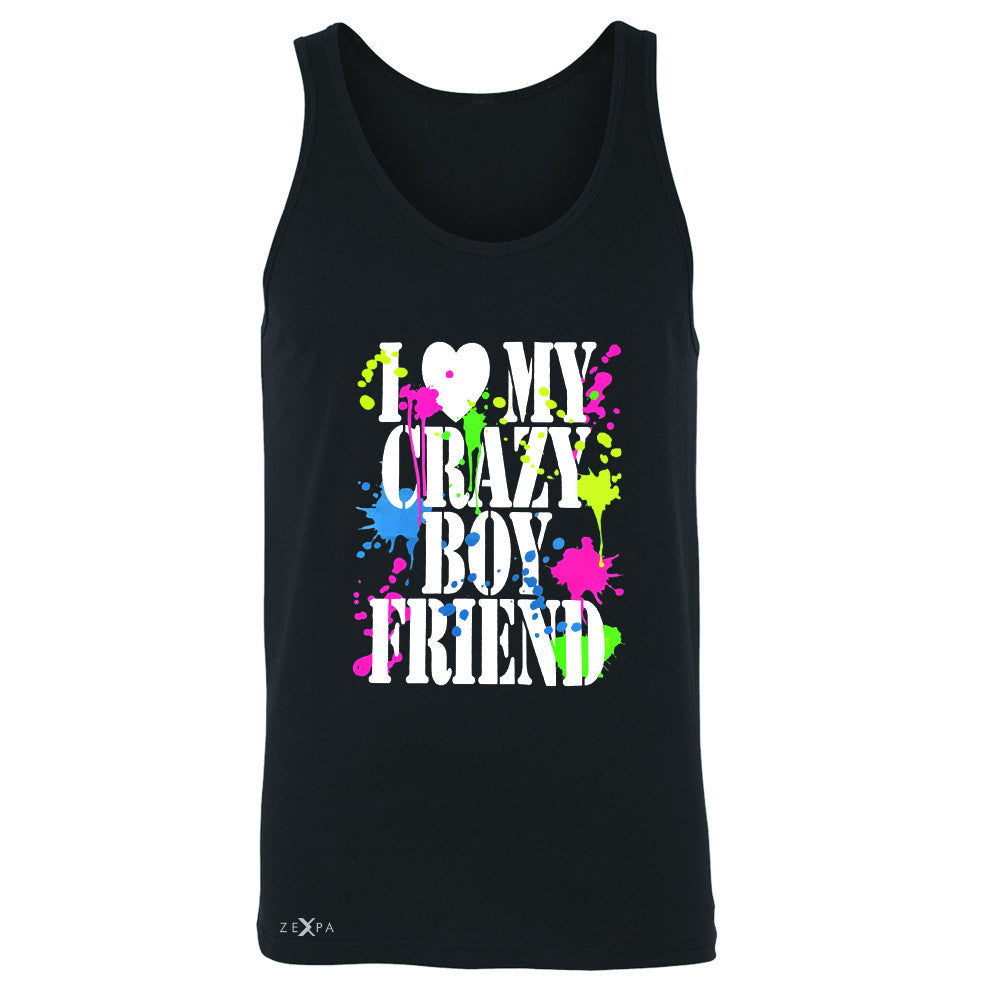 I Love My Crazy Boyfriend Valentines Day Men's Jersey Tank Couple Sleeveless - Zexpa Apparel - 1