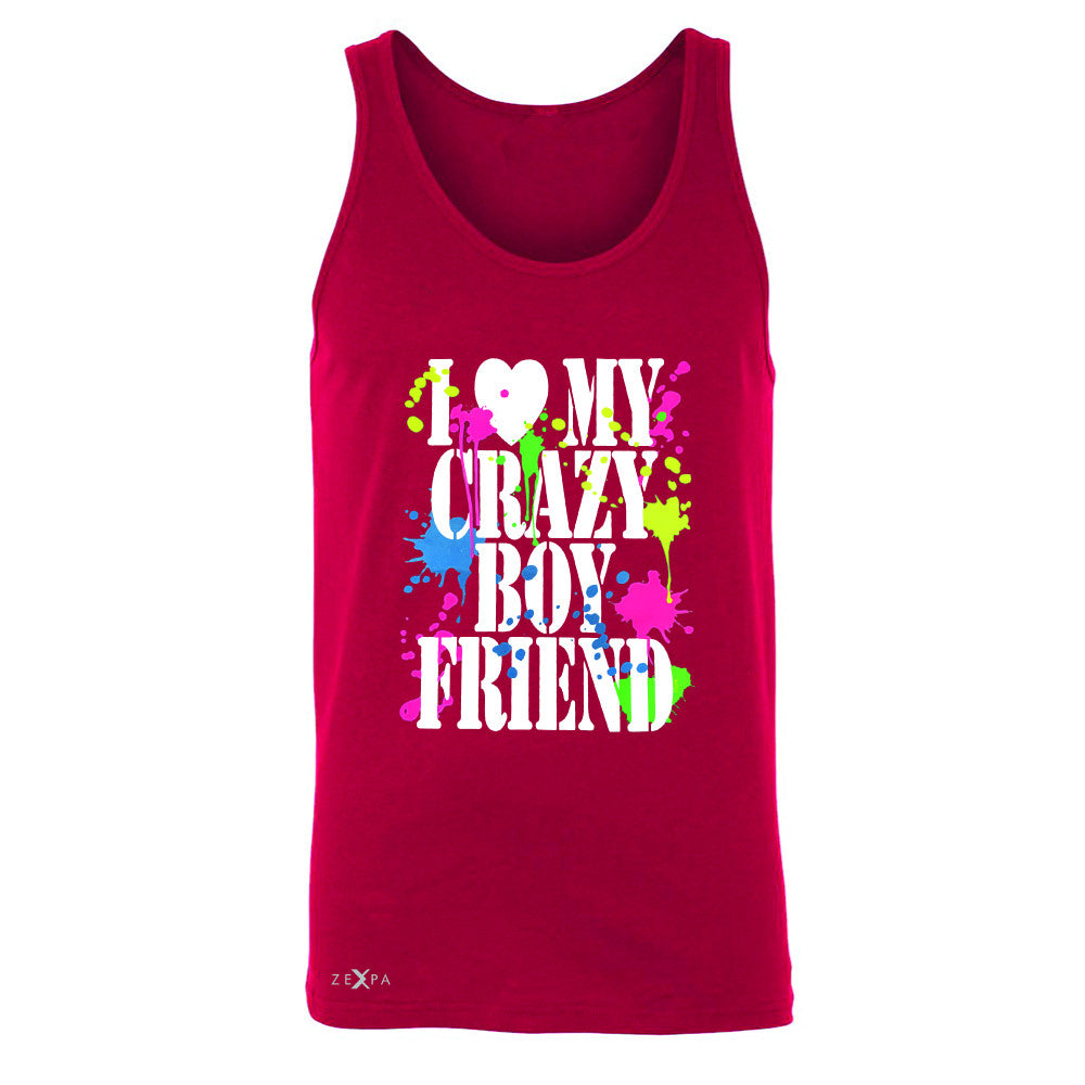 I Love My Crazy Boyfriend Valentines Day Men's Jersey Tank Couple Sleeveless - Zexpa Apparel - 4