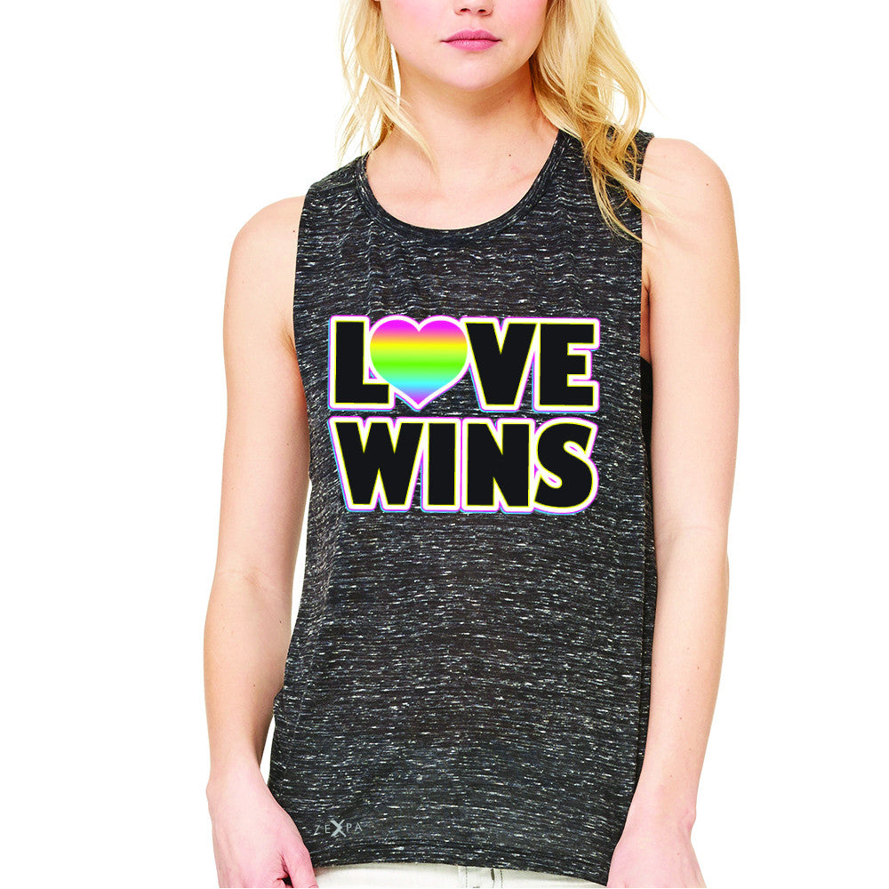 Love Wins - Love is Love Gay is Good Women's Muscle Tee Gay Pride Sleeveless - Zexpa Apparel - 3