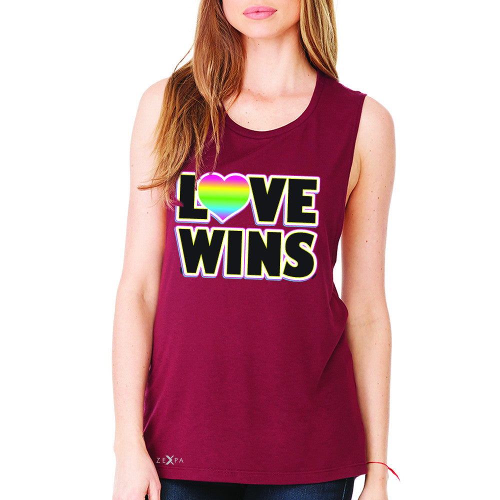 Love Wins - Love is Love Gay is Good Women's Muscle Tee Gay Pride Sleeveless - Zexpa Apparel - 4