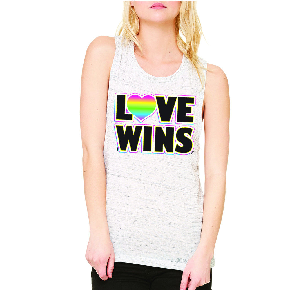 Love Wins - Love is Love Gay is Good Women's Muscle Tee Gay Pride Sleeveless - Zexpa Apparel - 5
