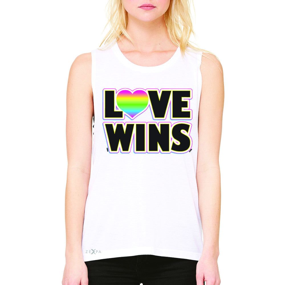 Love Wins - Love is Love Gay is Good Women's Muscle Tee Gay Pride Sleeveless - Zexpa Apparel - 6