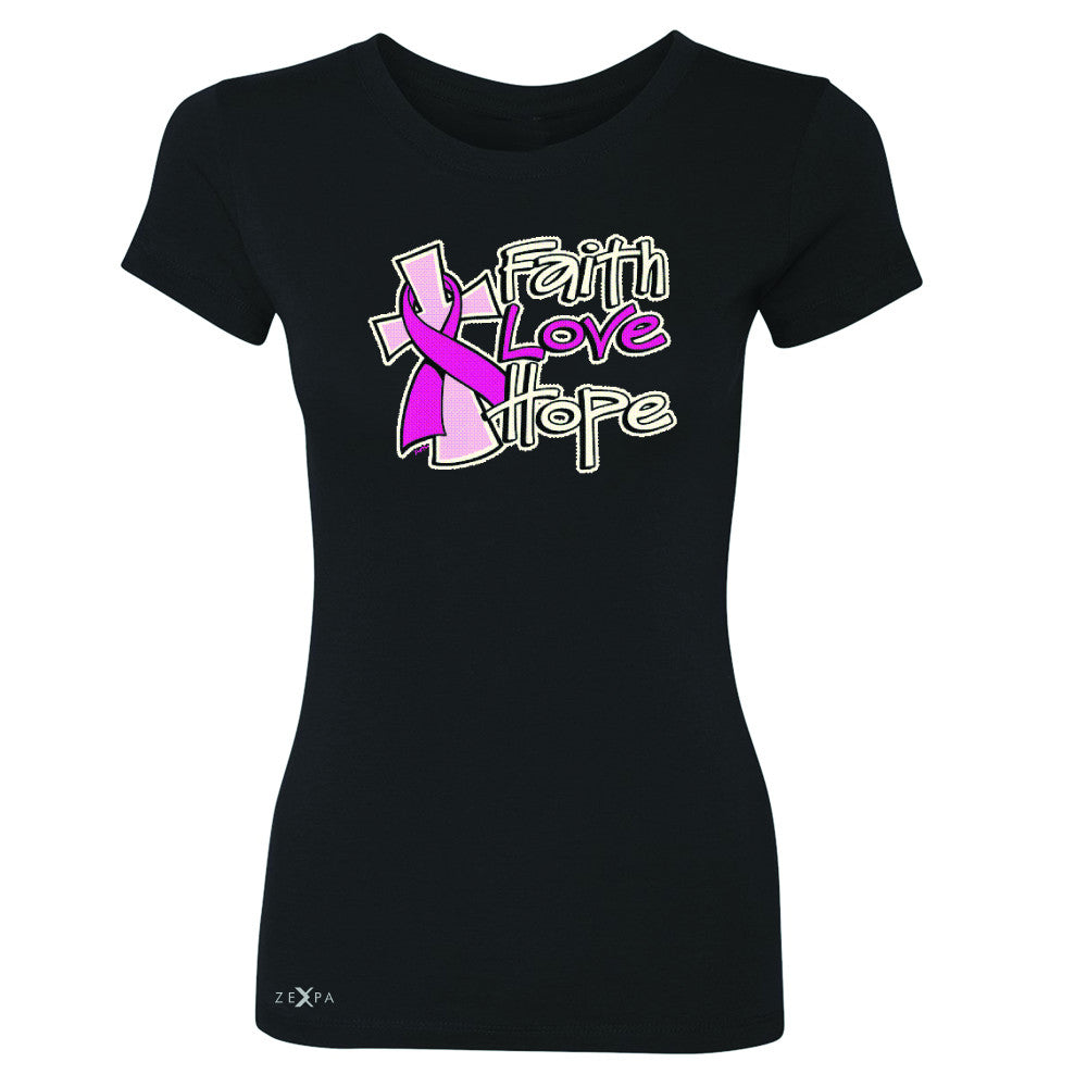 Faith Love Hope Breast Cancer October Women's T-shirt Awareness Tee - Zexpa Apparel - 2