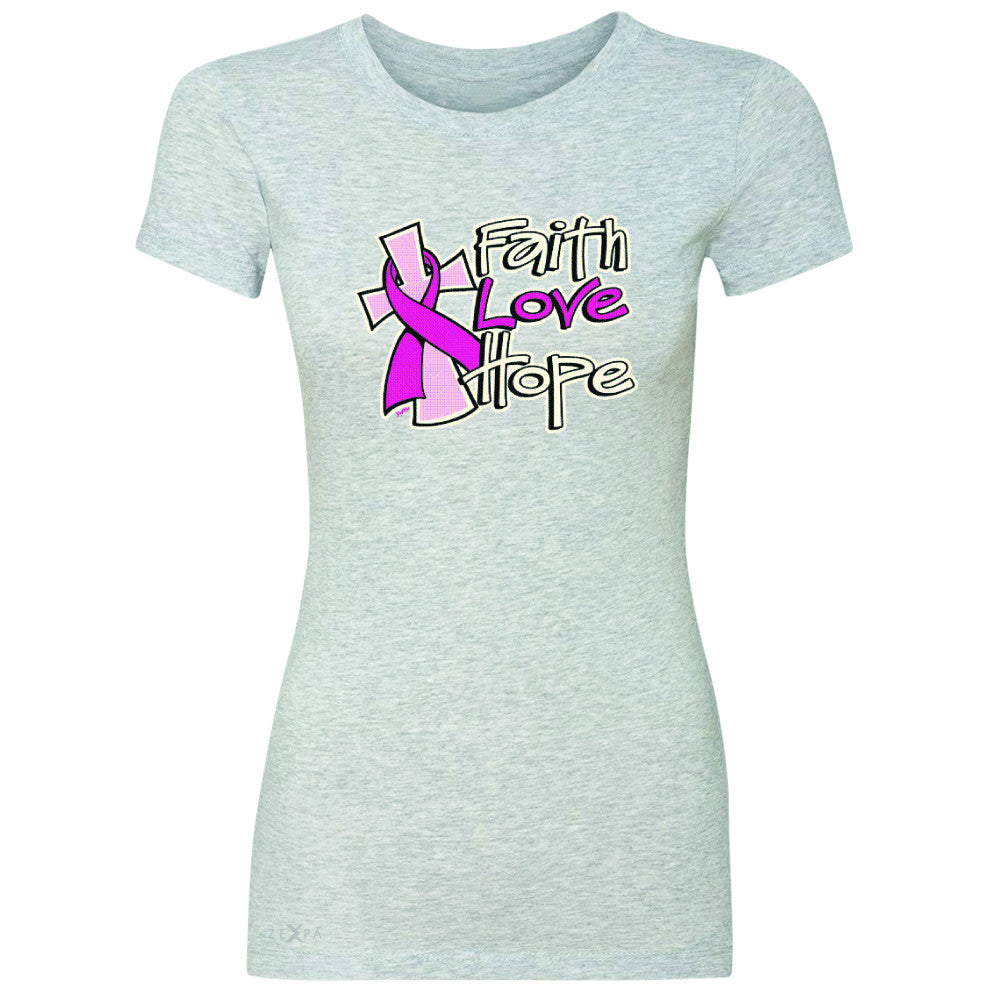 Faith Love Hope Breast Cancer October Women's T-shirt Awareness Tee - Zexpa Apparel - 3