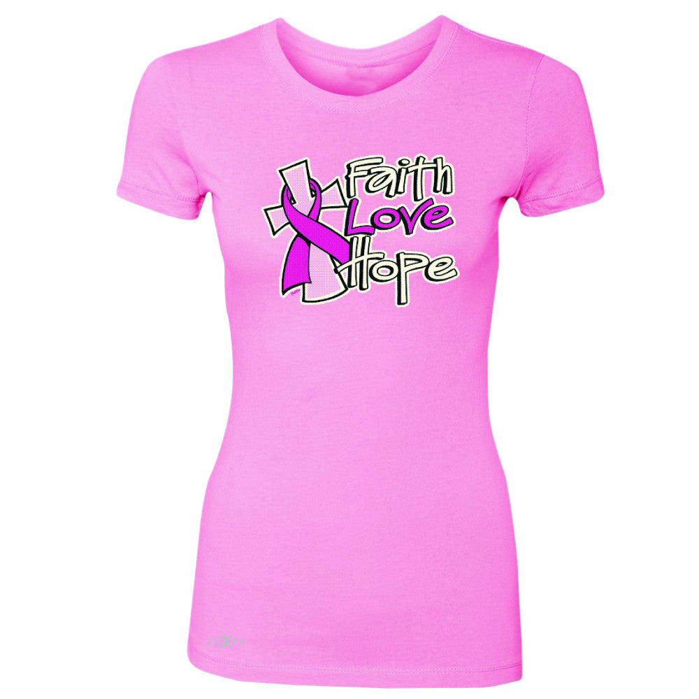 Faith Love Hope Breast Cancer October Women's T-shirt Awareness Tee - Zexpa Apparel - 1