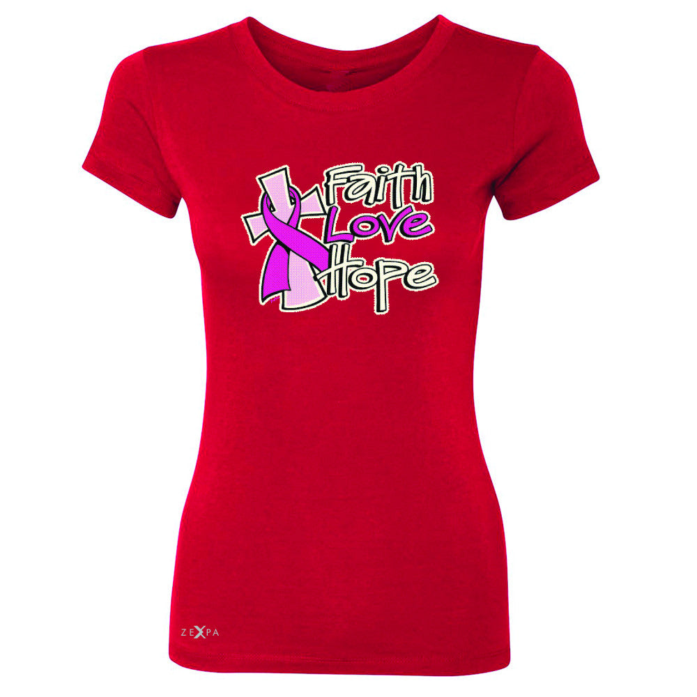Faith Love Hope Breast Cancer October Women's T-shirt Awareness Tee - Zexpa Apparel - 4