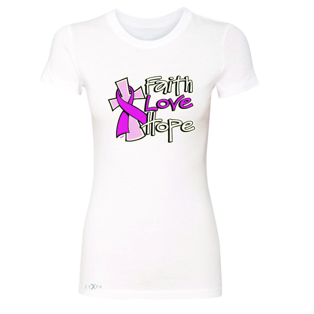 Faith Love Hope Breast Cancer October Women's T-shirt Awareness Tee - Zexpa Apparel - 5