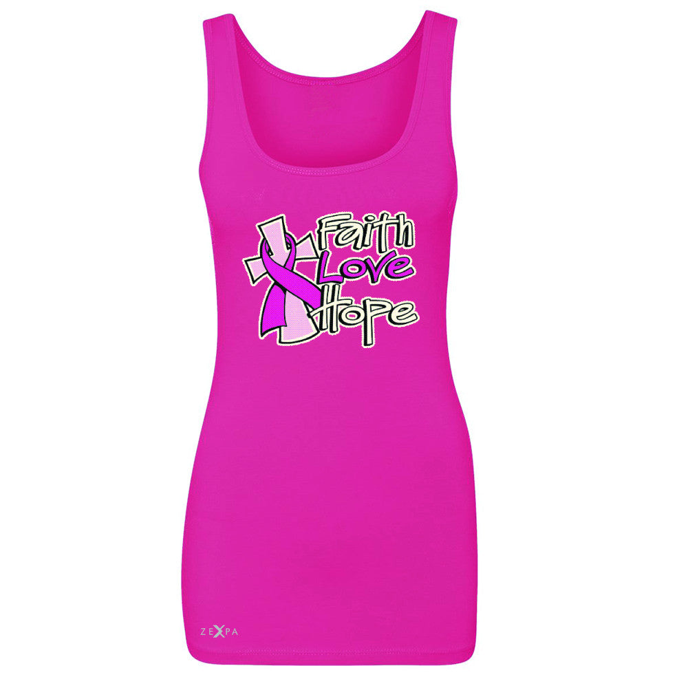 Faith Love Hope Breast Cancer October Women's Tank Top Awareness Sleeveless - Zexpa Apparel - 2