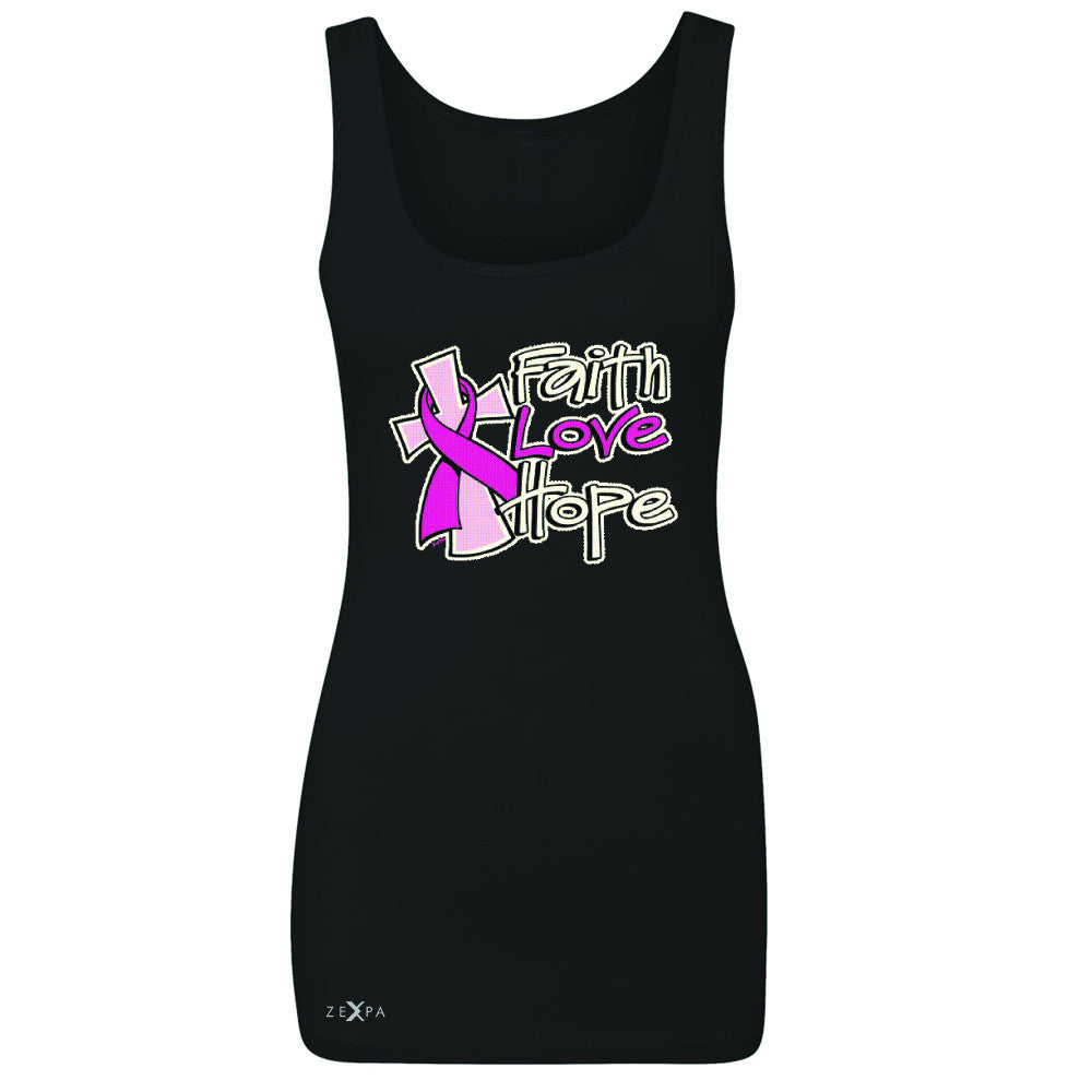 Faith Love Hope Breast Cancer October Women's Tank Top Awareness Sleeveless - Zexpa Apparel