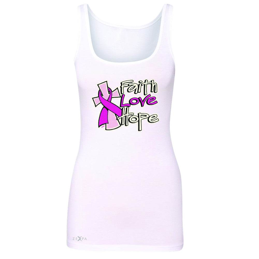 Faith Love Hope Breast Cancer October Women's Tank Top Awareness Sleeveless - Zexpa Apparel - 4