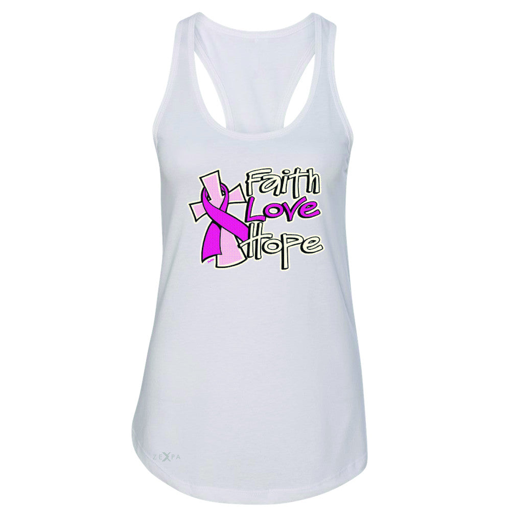 Faith Love Hope Breast Cancer October Women's Racerback Awareness Sleeveless - Zexpa Apparel - 4