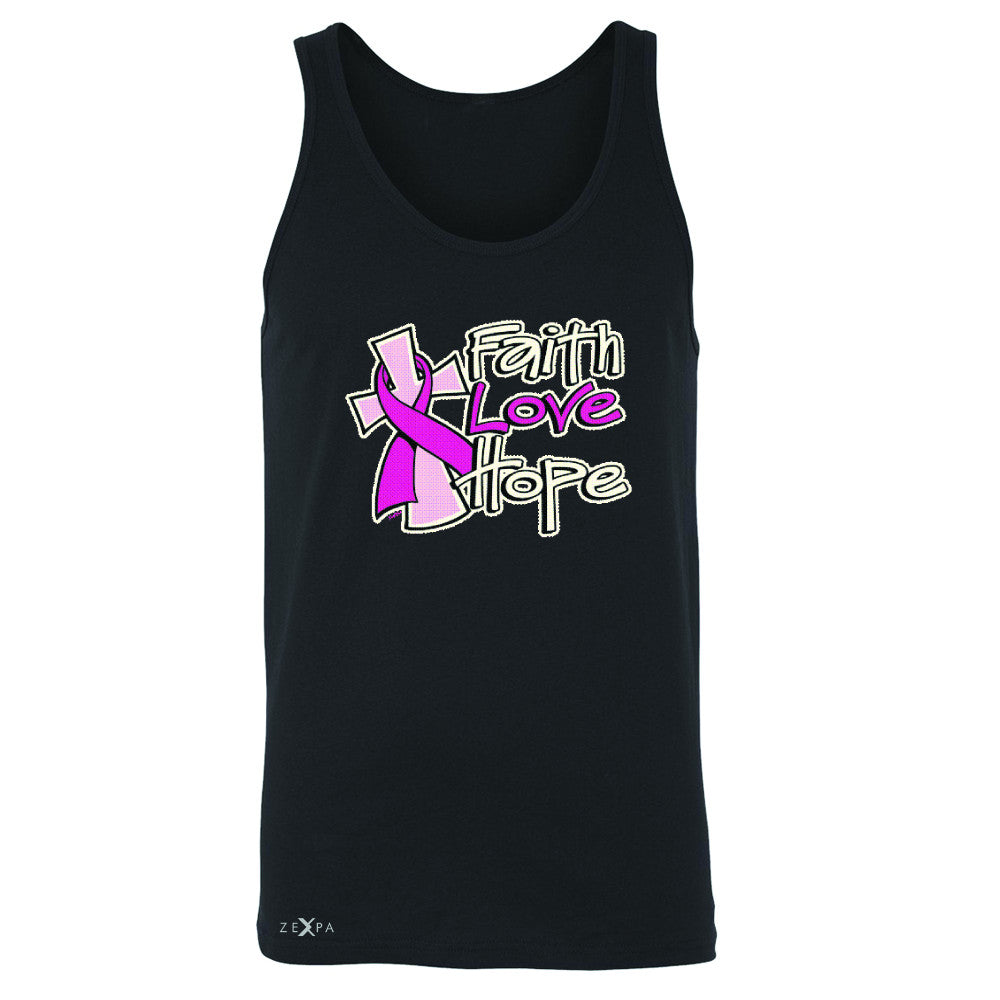 Faith Love Hope Breast Cancer October Men's Jersey Tank Awareness Sleeveless - Zexpa Apparel