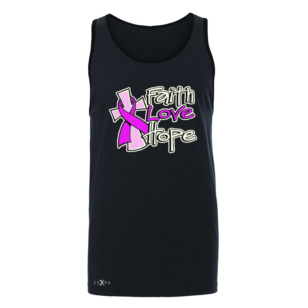 Faith Love Hope Breast Cancer October Men's Jersey Tank Awareness Sleeveless - Zexpa Apparel - 3