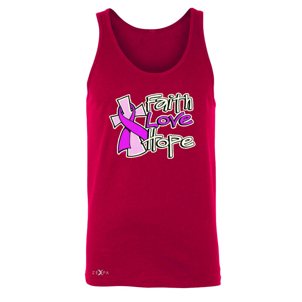 Faith Love Hope Breast Cancer October Men's Jersey Tank Awareness Sleeveless - Zexpa Apparel